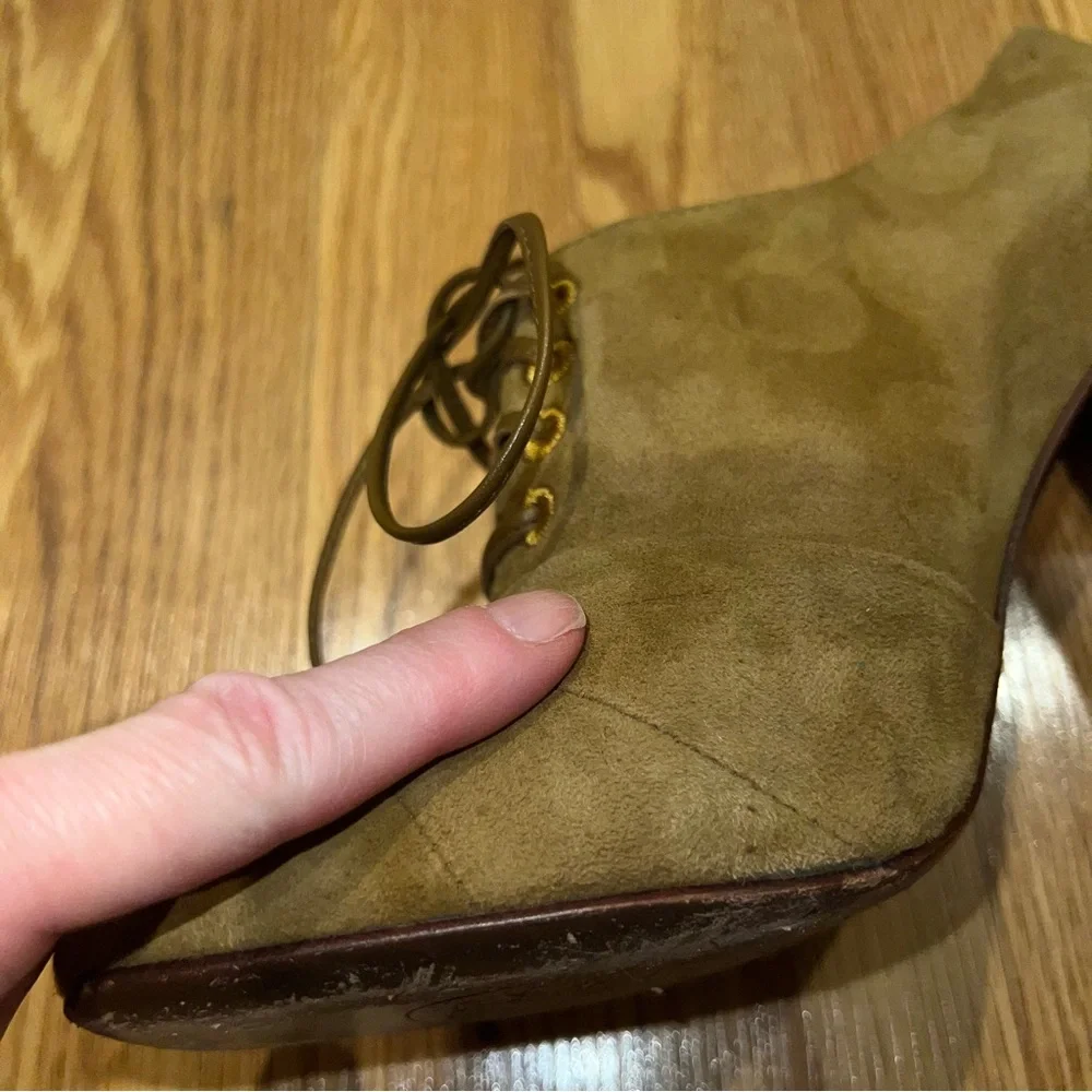 Tory Burch‎ Tan Suede Leather Lace Up Oxford 4” Heels 9.5 M